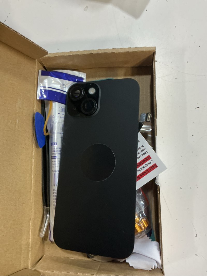 Condition photo showing Good Condition for rear back glass replacement for iphone 15 6.1-inches with reparing tool kit and all necessary parts (black) iphone 15 black