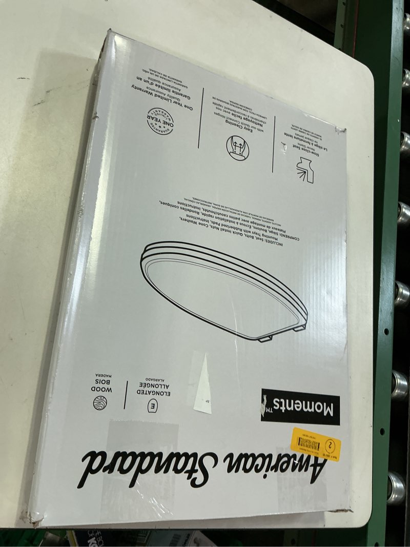 Condition photo showing Good Condition for American Standard Moments Wood White Elongated Soft Close Toilet Seat