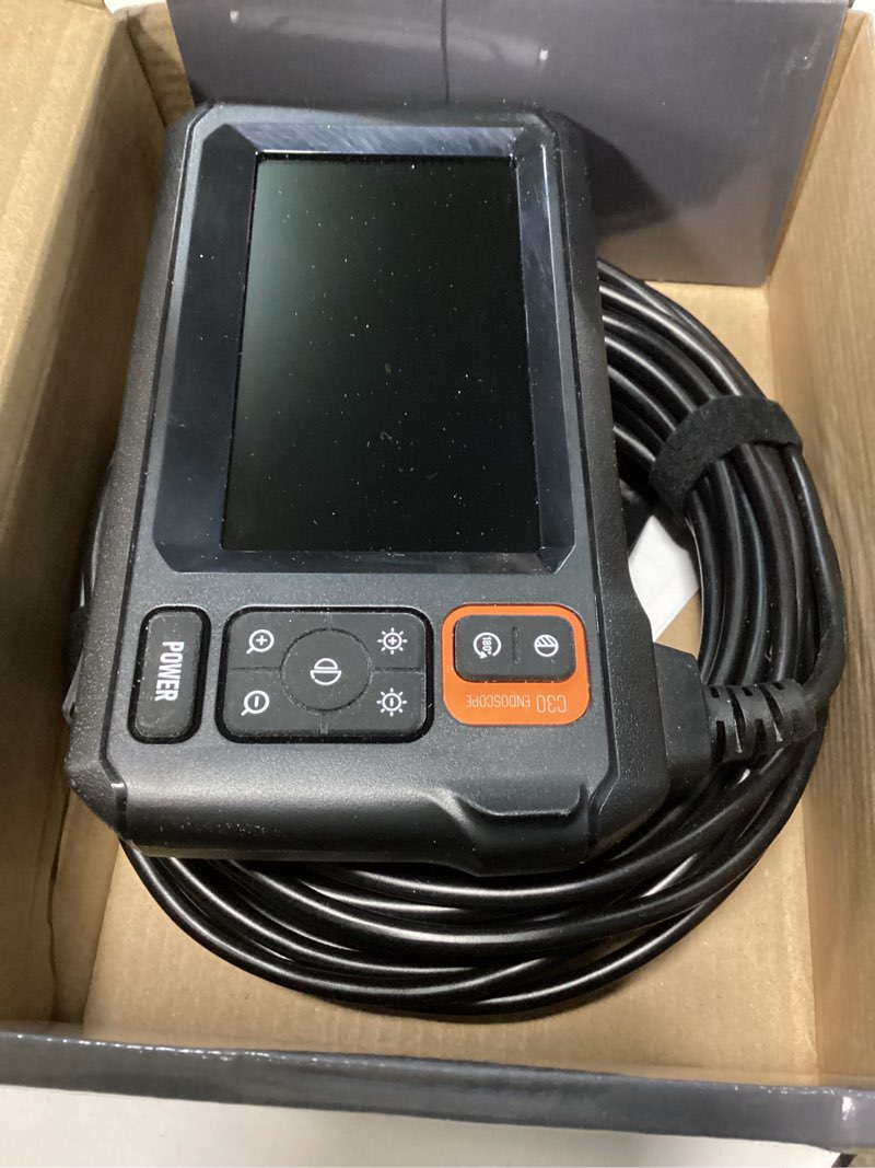Condition photo showing New/Like New for endoscope camera with light, inspection borescope camera with 4.3" ips screen, 1920p hd with 8 led lights, 32.8ft semi-rigid cord bore scope, ip67 waterproof endoscope for sewer, tools(orange) 32.8ft single lens