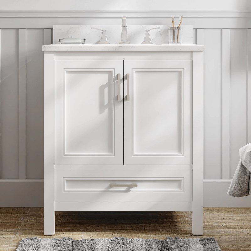 allen + roth Crest Hill 30-in White Undermount Single Sink Bathroom Vanity with Engineered