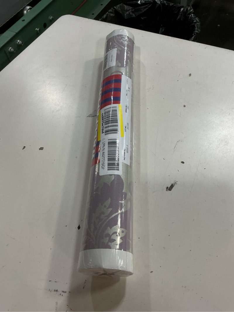 Condition photo showing New/Like New for 9.5x0.53m 3d elegant damask 6 colors luxury embossed flock textured non-woven wallpaper roll for bedroom livingroom 1.73' w x 31.2' l=5.035? (54sq.ft) (purple)