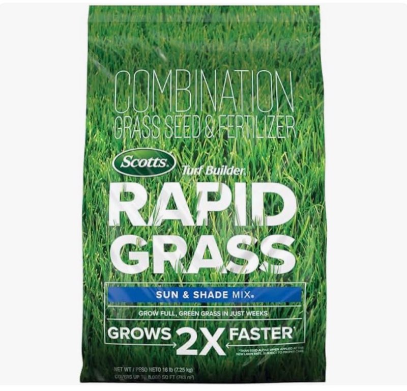 scotts turf builder rapid grass sun and shade mix - combination grass seed & lawn fertilizer, covers up to 8,000 sq. ft., 16 lb.