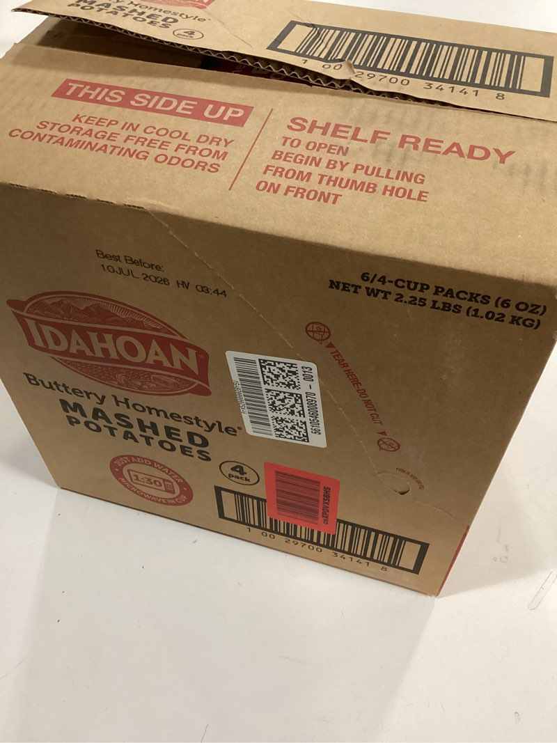 Condition photo showing New/Like New for (BBD:Jul/10/2026)(Pack of 4)Idahoan Buttery Homestyle Mashed Potatoes Cup, 1.5oz (Pack of 4)