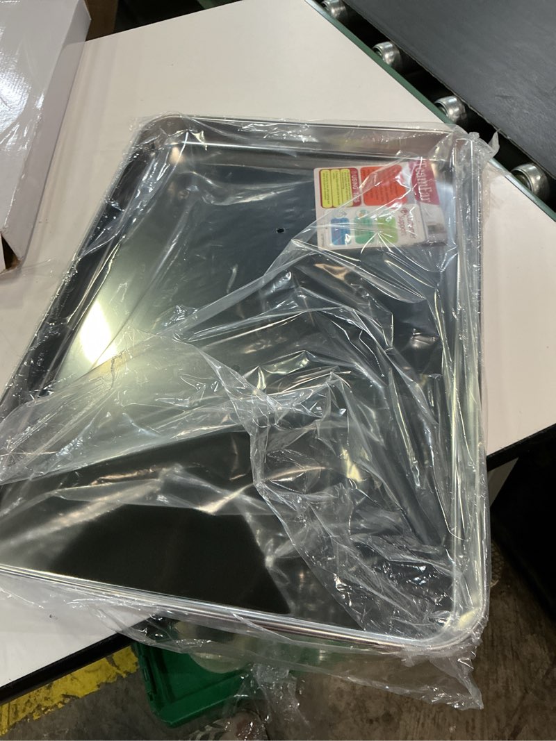 Condition photo showing New/Like New for teamfar baking sheet, 20’’×14’’×1’’, cookie sheet half sheet baking pans stainless steel, non toxic & healthy, heavy duty & thick gauge, mirror finish & dishwasher safe - 2 piece