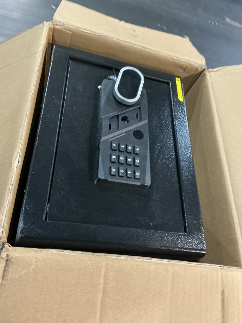 Condition photo showing Good Condition for 1.3 Cub Small Safes for Home, Anti-Theft Steel Security Fire Safe Home with Combination Lock, Alarm System and Removable Shelf, Personal Document Safety Box Fireproof Waterproof for Money Valuables