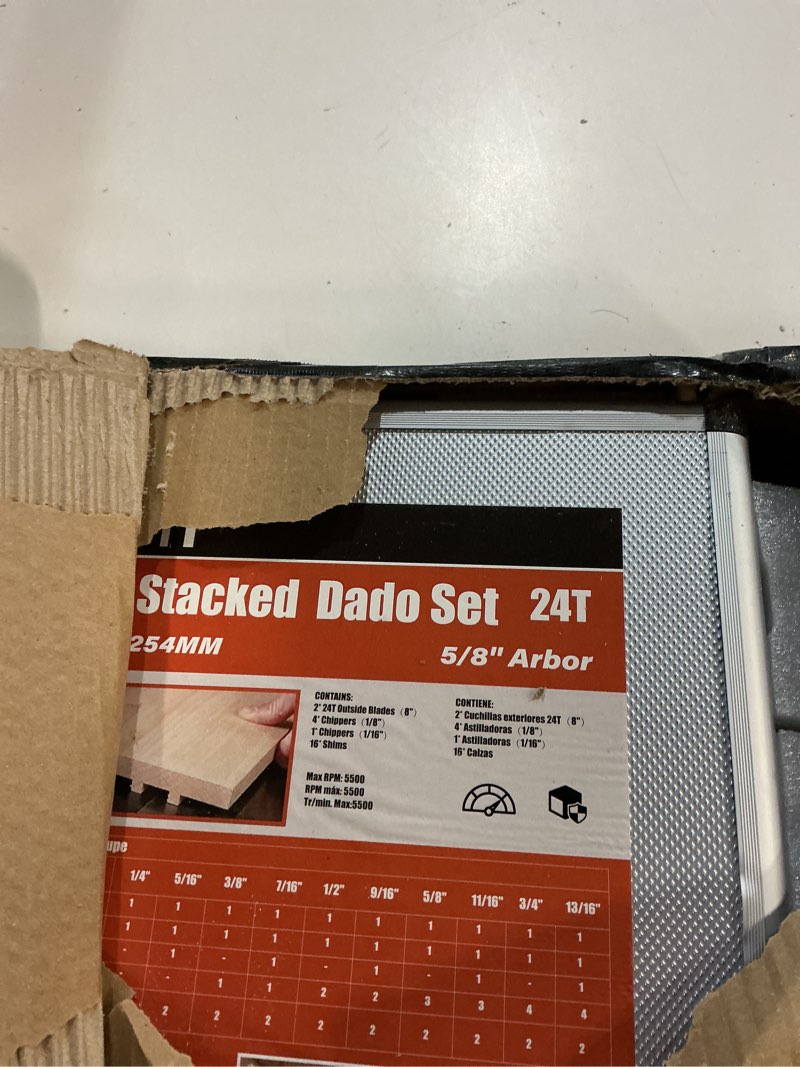 Condition photo showing Good Condition for 10'' stacking dado blade set, 24-tooth, 5/8-inch arbor, 23 pieces