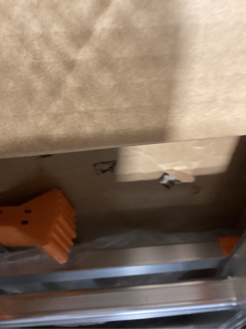 Condition photo showing New/Like New for Valeo Ladder 14FT, Multi Position 4 Step Ladder Extension, Anti-Slip A Frame Folding Ladder with Removable Tool Tray, 330lbs Adjustable Telescopic Aluminum Ladders for Stairs Home Indoor Outdoor Roof Silver 14 FT