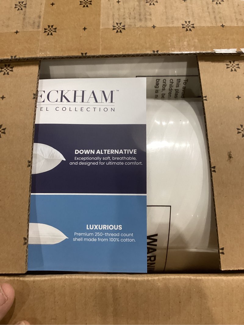 Condition photo showing New/Like New for Beckham Hotel Collection Bed Pillows Standard/Queen Size Set of 2 - Original Soft Down Alternative Pillow for Sleeping - Soft Support for Back, Stomach or Side Sleepers Queen / Standard White