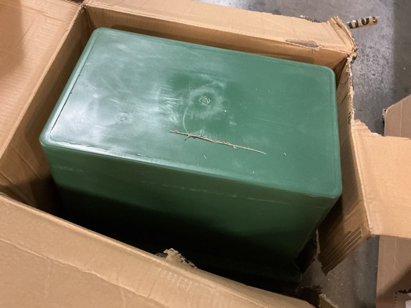 Condition photo showing Good Condition for underground splice box 12.5x12.5x14.3in electrical junction boxes w/frp inspection cover deep enclosure pit precast pe pull distribution pit access drillable tapered cable wiring connection 12.5x12.5x14.3in green