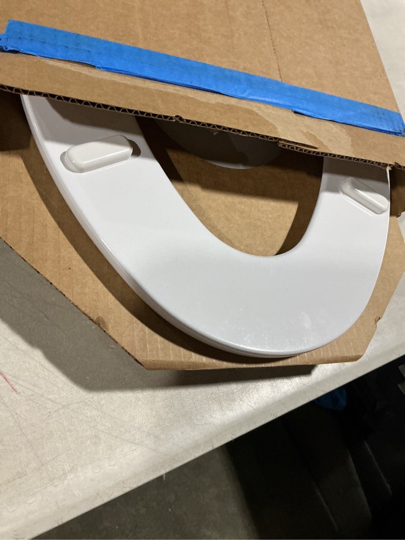 Condition photo showing As Is for american standard 5503a00b.020 transitional slow-close elongated front toilet seat, white