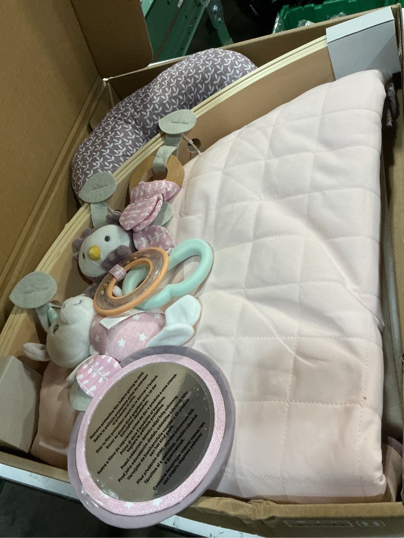 Condition photo showing Good Condition for Ingenuity Cozy Spot Reversible Duvet Activity Gym & Play Mat with Wooden-Toy-bar - Calla (Pink), Newborn and up