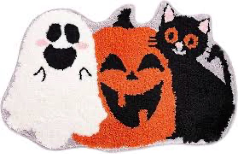 Whaline Waline Halloween Bath Rug - Pumpkin Ghost Black Cat Pattern Non Slip Shower Rugs Foot Mat fo