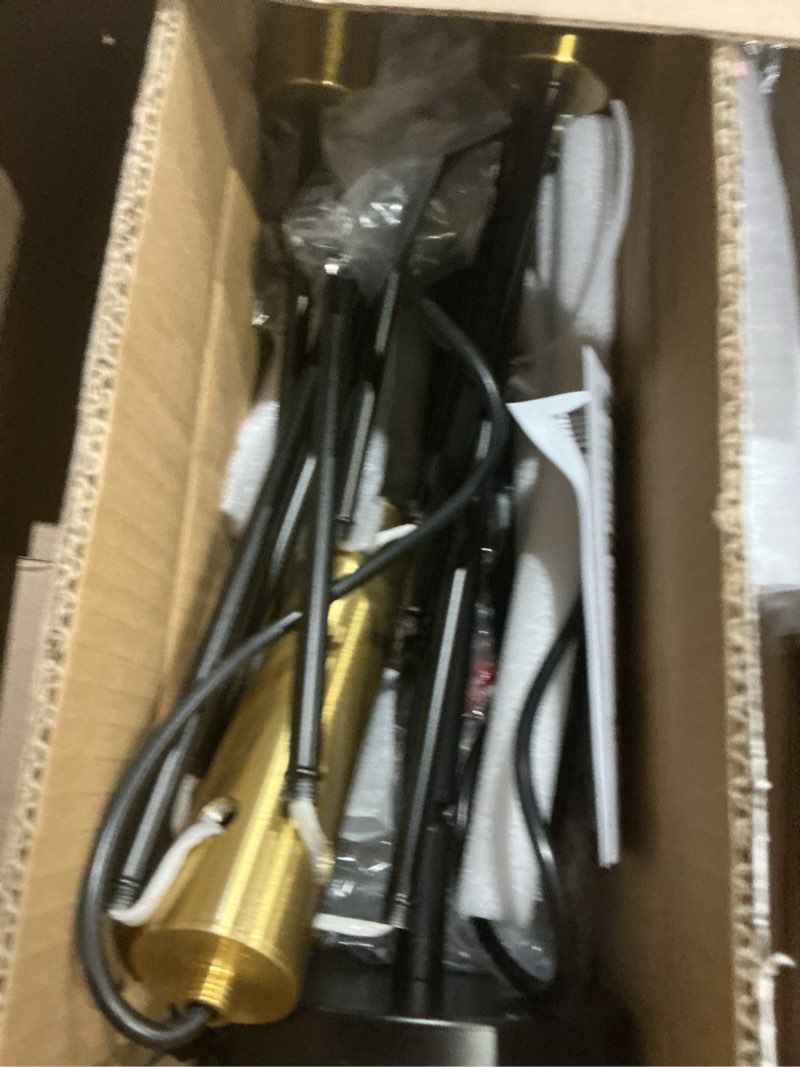 Condition photo showing As Is for Modern Sputnik Chandeliers Black and Gold Mid Century Chandelier 8-Light Dining Room Light Fixture Height Adjustable Ceiling Lights Farmhouse Chandeliers for Kitchen Island Living Room Black and Gold 8 Light