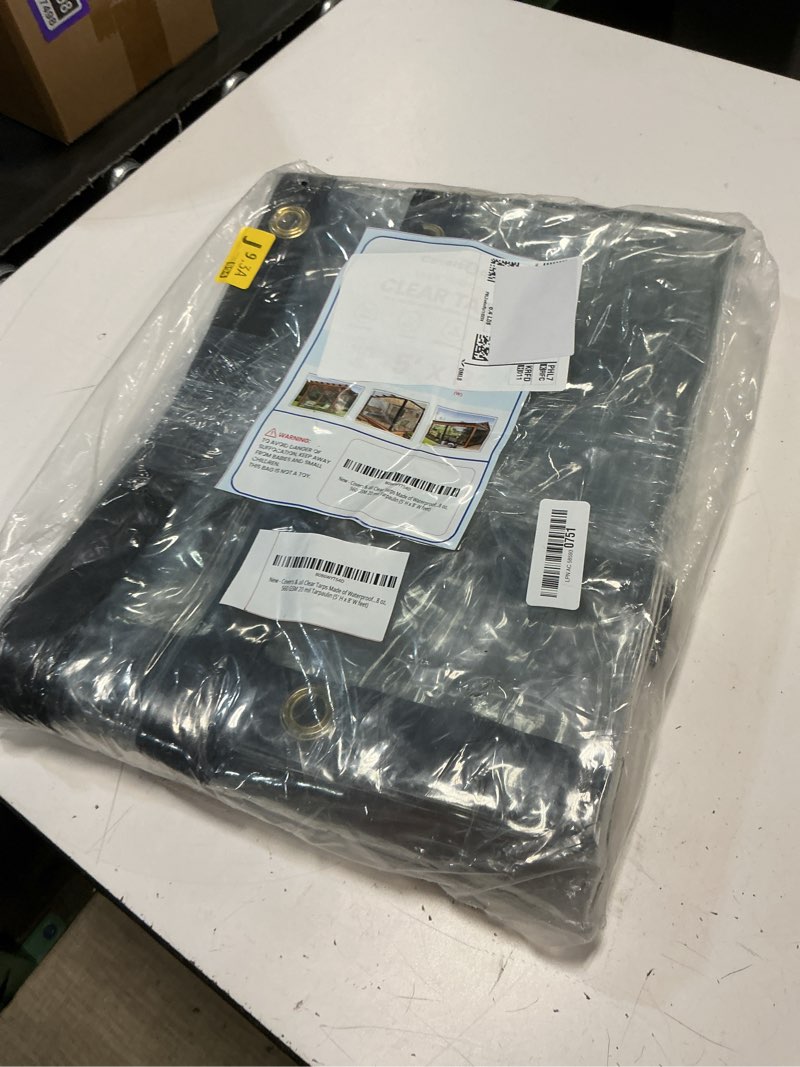 Condition photo showing Good Condition for covers & all heavy duty clear vinyl tarp – 20 mil waterproof clear tarp with grommets for patio, porch, gazebo, greenhouse & chicken coop (5 x 8 ft)