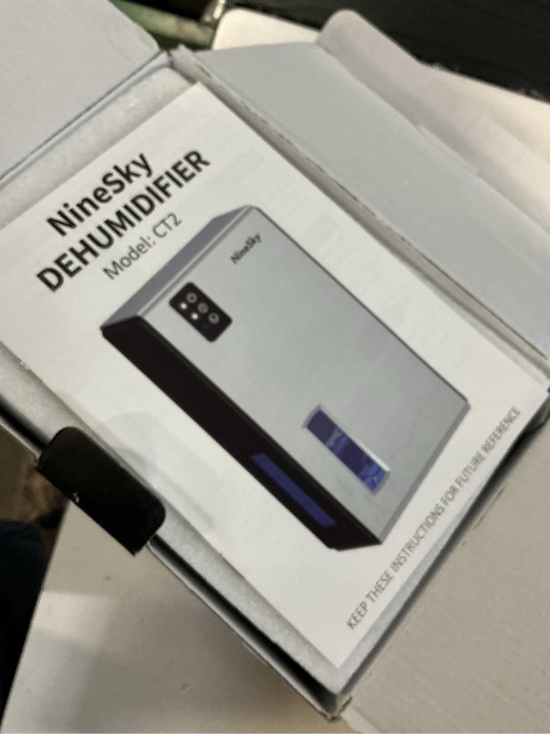 Condition photo showing New/Like New for ninesky dehumidifiers for home, 1000 sq.ft dehumidifier with 95oz water tank, quiet dehumidifier for basement bathroom bedroom with 7-color ambient light & auto shut off, sliver silver