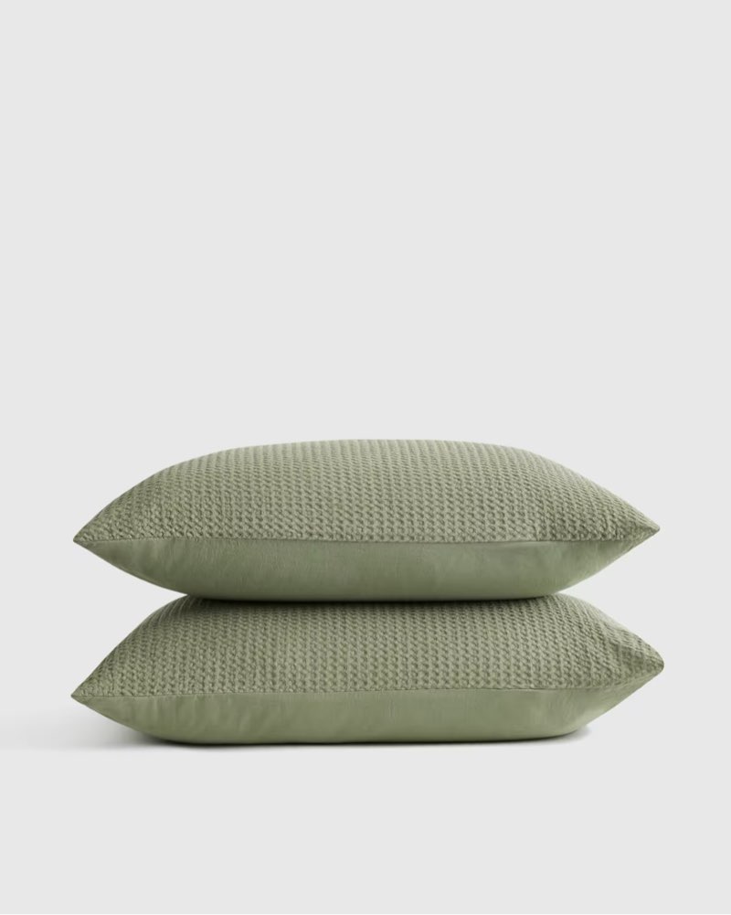Organic Luxe Honeycomb Sham Set Color Olive(Size Queen)