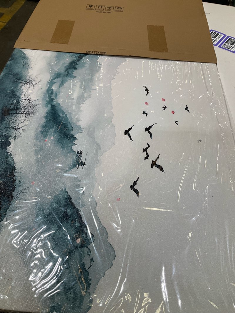 Condition photo showing Good Condition for kzku cherry blossom mountain wall art canvas prints 20x40inch sakura nature landscape ready to hang for living room bedrooms offices decor 40"l x 20"w pink