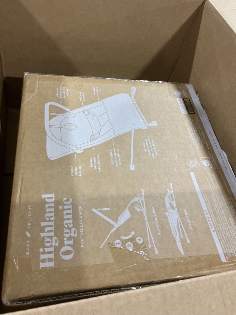 Condition photo showing As Is for Baby Delight Heirloom Aspen Wooden Baby Bouncer | Infant Baby Chair | 0 – 6 Months | 100% GOTS Certified Cotton Fabrics | Organic Oat Organic Oat, Aspen Wood Organic Plush Fabric