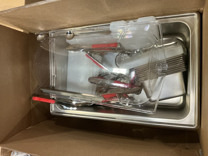 Condition photo showing Good Condition for Kalolary Pizza Topping Storage Station, Stainless Steel Condiment Containers with Flip Lids Spoons I