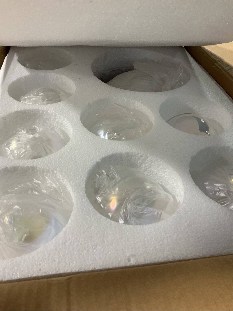 Condition photo showing Good Condition for gold semi flush mount bubble chandelier light fixture - 19 hand-blown colorful glass globes, mid century modern ceiling light for bedroom, living room, kitchen, bathroom & hallway gold & colorful 19.3in