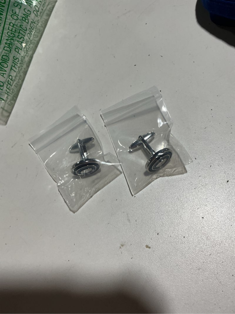 Condition photo showing Good Condition for fomissky oval navy blue cufflinks for men silver plated, personalized men's cuff links groom wedding gifts tuxedo business shirt accessories