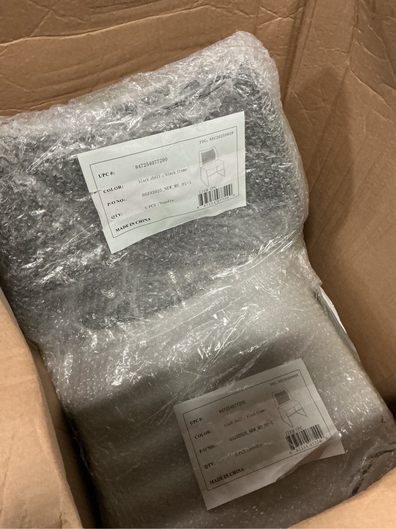 Condition photo showing New/Like New for (5pcs) Flash Furniture HERCULES Series 661 lb. Capacity Black Stack Chair with Air-Vent Back and Black Powder Coated Sled Base