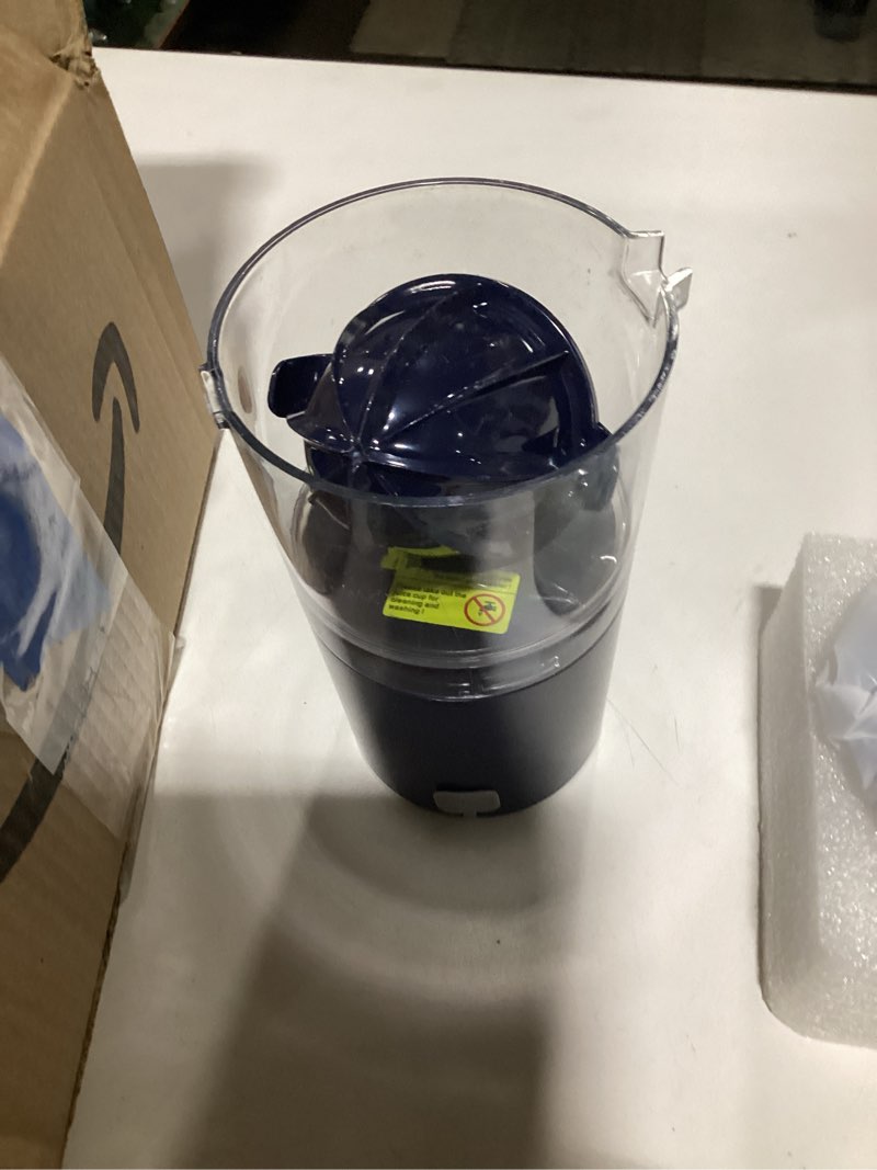 Condition photo showing Good Condition for cold press juicer, pressure activated, 2 reamers for big and small fruit, pulp control, for orange, lemon, grapefruit juice