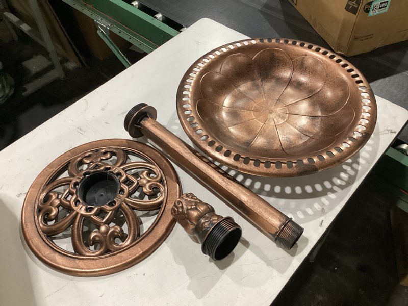 Condition photo showing Good Condition for vivohome bird bath for outside, polyresin pedestal bird baths for outdoor, garden, 28 inch height weather-resistant birdbaths with 20" bowl, antique bronze