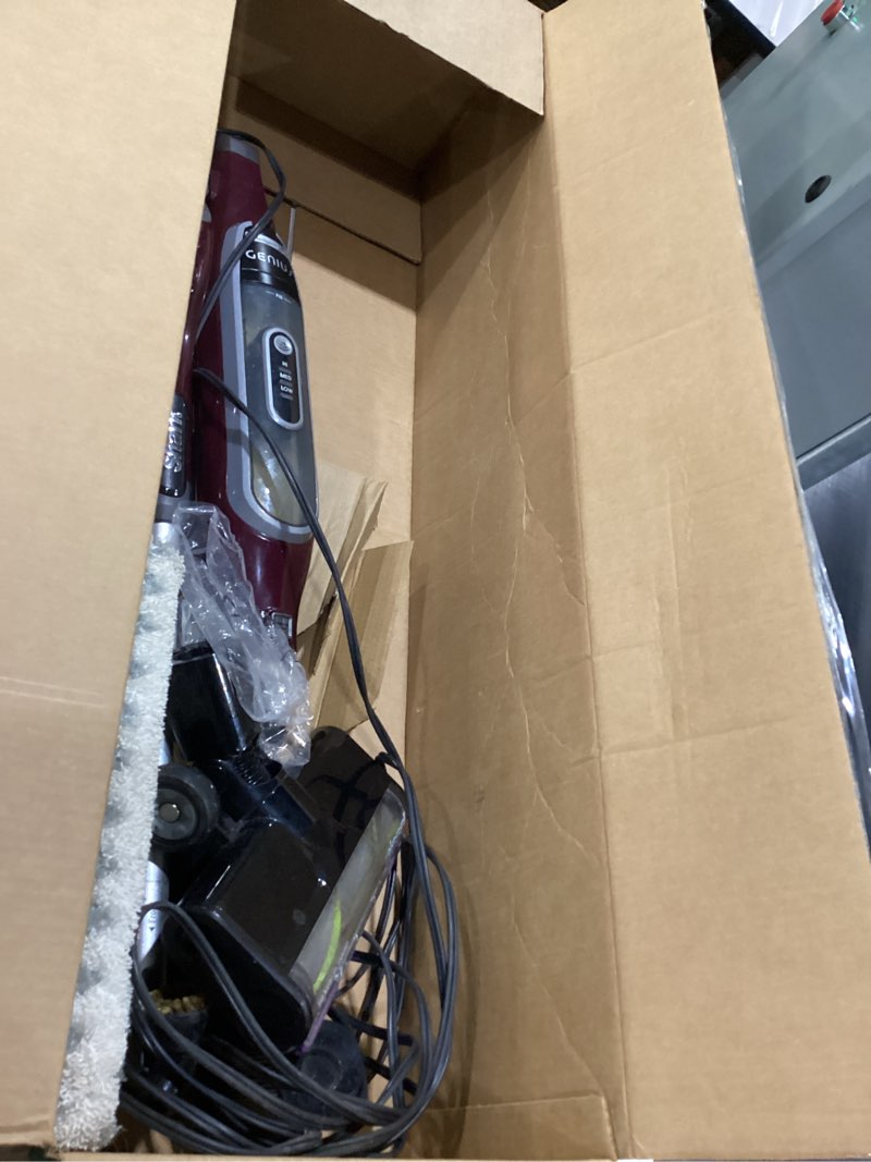 Condition photo showing As Is for USED NOT TESTED Shark Genius Hard Floor Cleaning System Pocket (S5003D) Steam Mop, Burgundy/Gray Steam Genius Premium