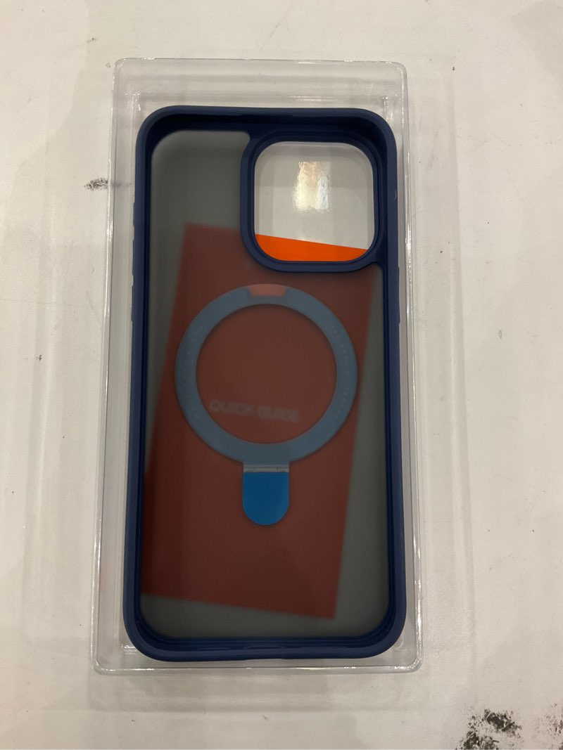 Condition photo showing New/Like New for TORRAS Magnetic Ostand for iPhone 15 Pro Max Case, [Military Grade Drop Tested] [Compatible with MagSafe][Build-in Kickstand] Translucent Slim Soft Edge Anti-Fingerprint 6.7" 2023, Blue Titanium Navy Blue iPhone 15 Pro Max