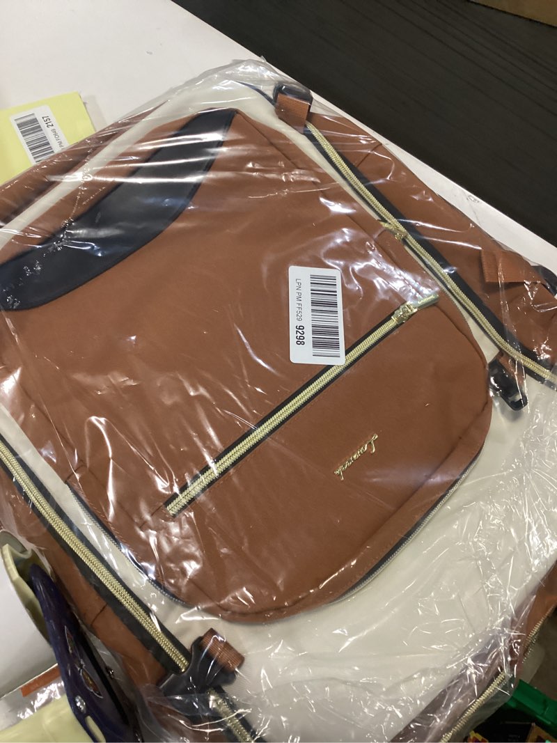 Condition photo showing New/Like New for LOVEVOOK 40L Travel Backpack for Women & Men, Airline Approved Carry On Luggage with 3 Packing Cubes, TSA Overnight Bags, Waterproof Personal Item Bag, Weekender Essentials Backpacks fits 17" Laptop 40L-4Pcs Brown-beige-black