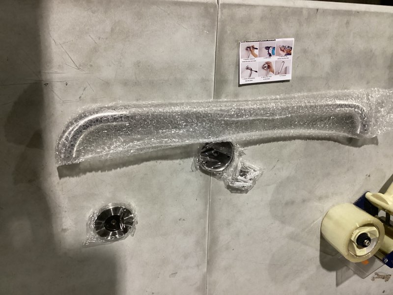 Condition photo showing As Is for 24 Inch Anti Slip Shower Grab Bar, Munzong Stainless Steel Bathroom Grab Bar, Satin Brushed Nickel Knurled Bathroom Balance Bar,Safety Hand Rail Support Handicap Elderly Senior Assist Bath Handle 24 Inch Satin Brushed Nickel