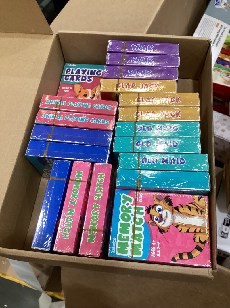 Condition photo showing As Is for zubebe 28 pack kids card games gifts bulk classic playing card game set for kids includes go fish, old maid, crazy eights, memory match, slap jack, playing toy for party favors (classic) 28 classic