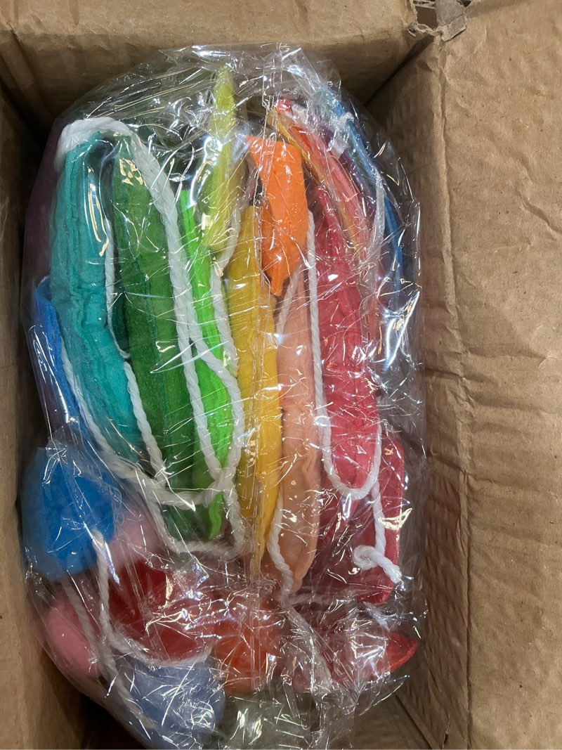 Condition photo showing Good Condition for canrevel pre-strung 3d rainbow happy birthday banner, 3 pcs happy birthday felt sign, pom pom garland, triangle fabric bunting, colorful reusable birthday decorations for women men girls boys, multi multi color