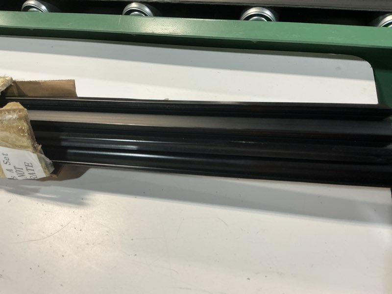 Condition photo showing As Is for 2 pcs 36" double bubble kerf door sweep 1-3/4" wide vinyl weatherstrip seal for exterior doors, energy efficient draft stopper, easy slide in installation, blocks dust/insects/noise (black) double bubble kerf black 2