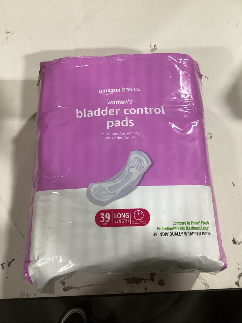Condition photo showing New/Like New for Amazon Basics Incontinence Pads for Women Long, Bladder Control, Postpartum, Maximum Absorbency, Unscented, 78 Count (2 Packs of 39) Maximum (78 Count) 78