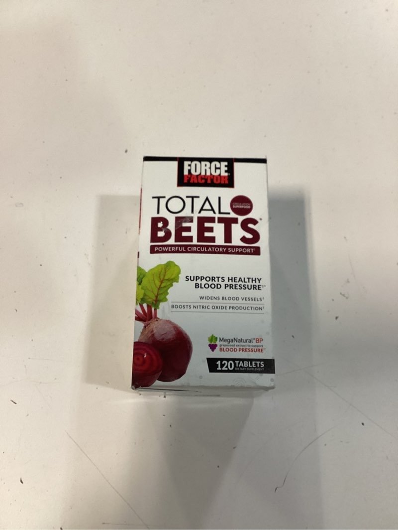 Condition photo showing New/Like New for force factor total beets blood pressure support with grape seed extract and non gmo beet root powder for heart health, circulation, & blood flow, 120 count 120 count (pack of 1)