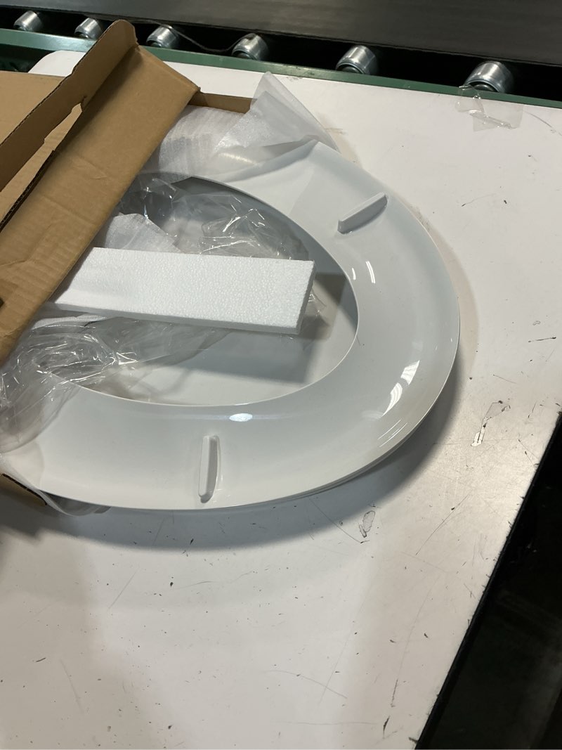 Condition photo showing As Is for american standard 5503a00b.020 transitional elongated toilet seat soft close, white elongated front