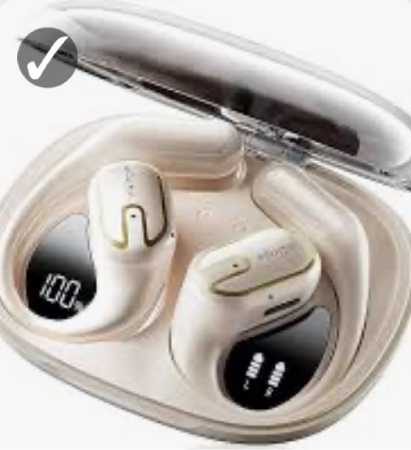 Open Ear Headphones Earbuds wireless - 5.4 Bluetooth Ear Buds with LED Digital Display IPX7 Waterpro