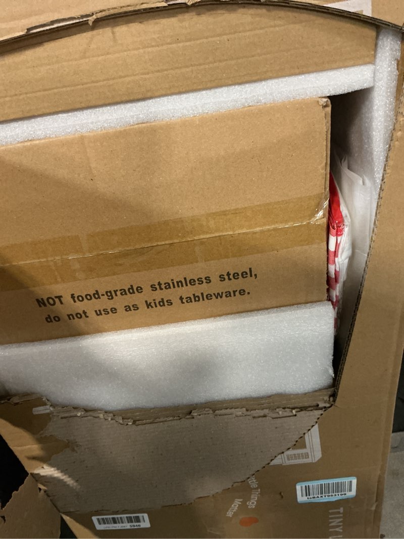 Condition photo showing Good Condition for Tiny Land Play Kitchen for Kids, Wooden Kids Play Kitchen Playset Chef Pretend Play Set for Toddlers with Real Lights & Sounds, Toys Kitchen with 18 Pcs Toy Food & Cookware Accessories White