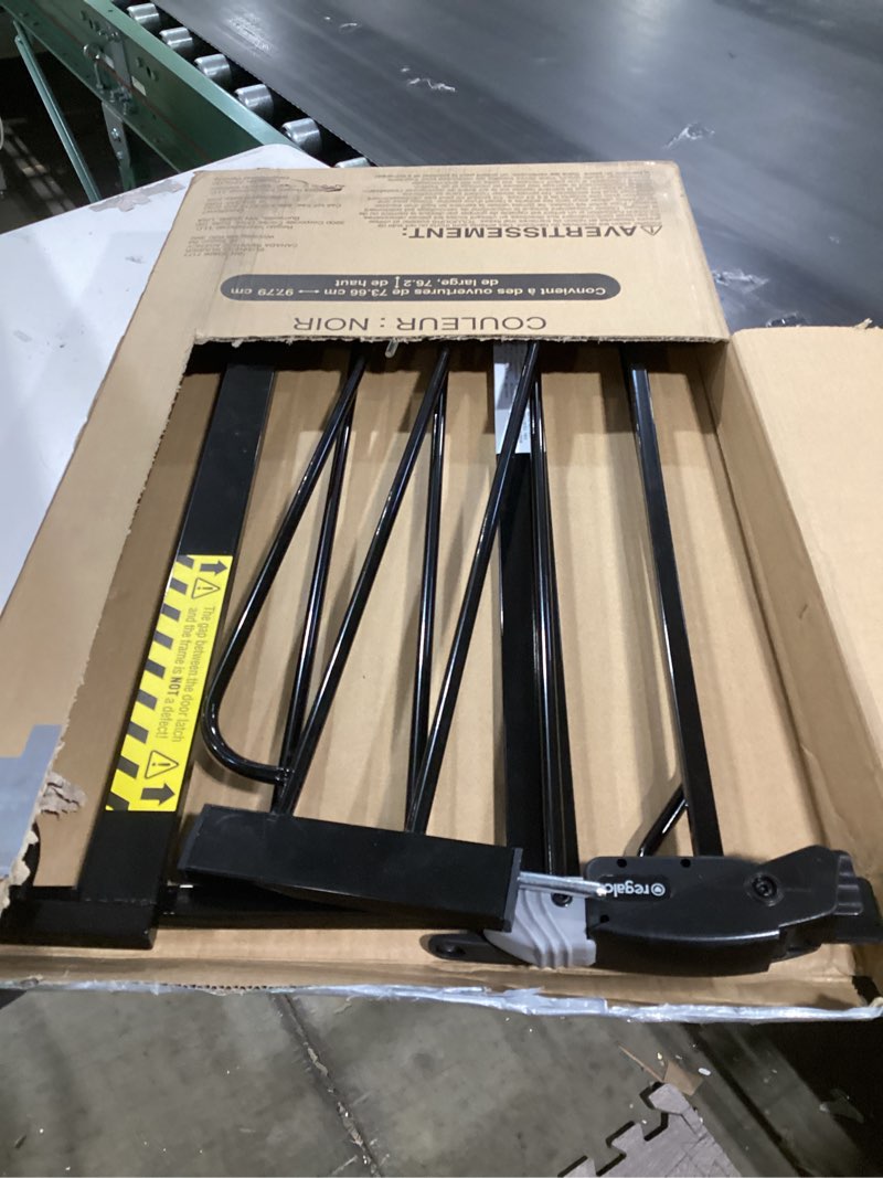 Condition photo showing As Is for Regalo Easy Step 38.5-Inch Wide Walk Thru Baby Gate, Includes 6-Inch Extension Kit, Pressure Mount Kit, Wall Cups, Black Black 29-38.5"W x 30"H