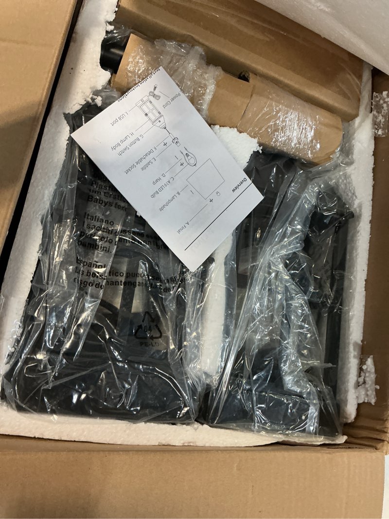 Condition photo showing New/Like New for 25" farmhouse table lamps for living room, black lamps set of 2 with usb port and nightlight, rustic table lamp for bedroom, bedside lamp for nightstand, end table, home, office, led bulbs included black 2 pack