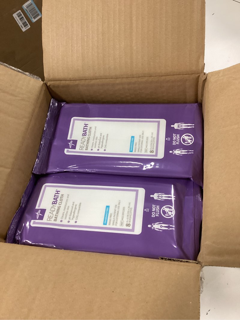 Condition photo showing New/Like New for Medline ReadyBath Adult Bath Wipes, 240 Wipes (8 Wipes, 30 Packs), Unscented, No Rinse Formula with 