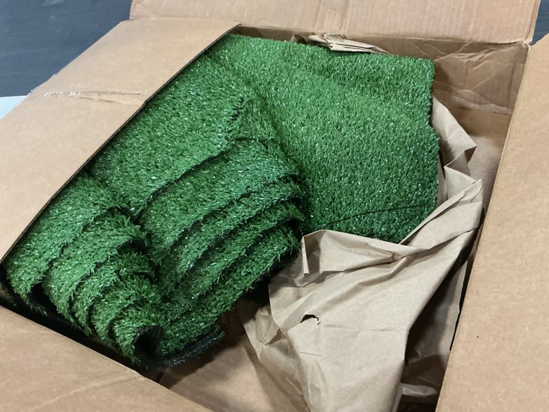 Condition photo showing Good Condition for ottomanson artificial grass outdoor runner rug 2'7" x 10' – waterproof astro turf with drainage holes – patio & lawn decoration, easy-clean dog grass mat 31 in wide - lite 10-ft