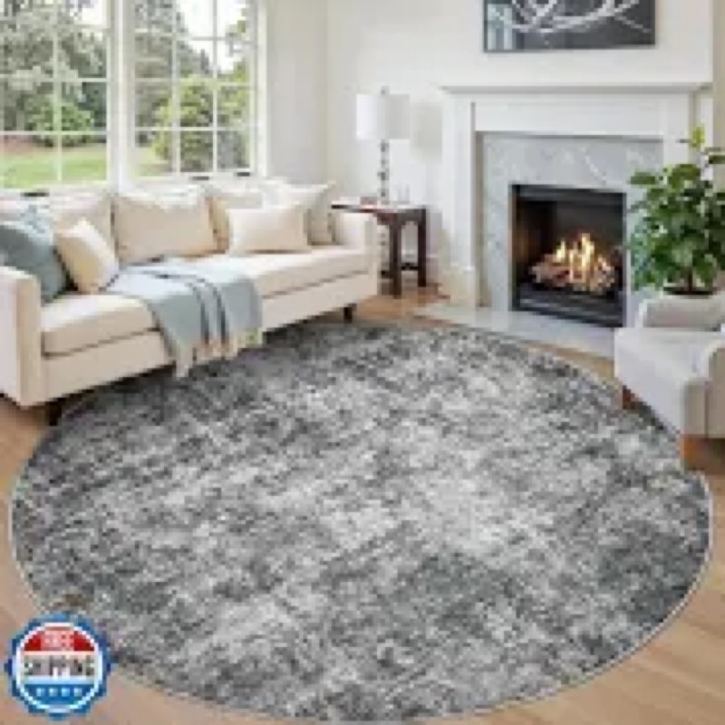 round area rug 4ft machine washable circle rugs for bedroom living room bathroom kitchen classroom entryway gray cracked stone wall circular rug carpet multi10 4ft similar 