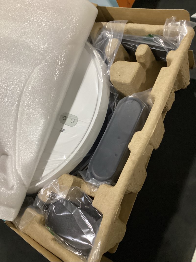 Condition photo showing Good Condition for robot vacuum and mop combo, 2 in 1 robotic vacuum cleaner with schedule, app/alexa/voice control, slim 2.87", self-charging, strong suction & long runtime, ideal for hard floor, pet hair, carpet white