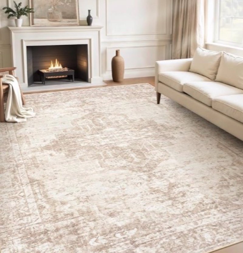8x10 washable area rug, large rugs for living room stain resistant non slip backing soft low pile vi (color may vary)