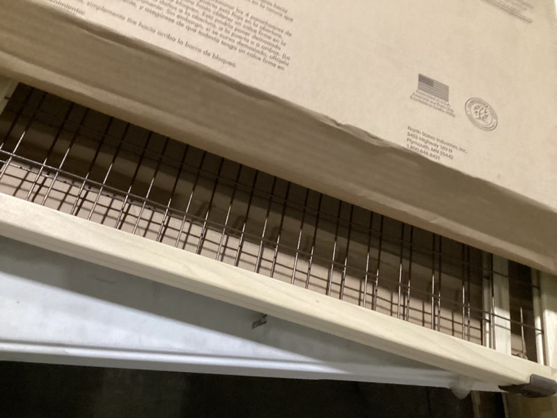 Condition photo showing Good Condition for mypet north states 48" wide wire mesh gate: made in usa, simply expand and lock in place. pressure mount. fits 29.5"- 48" wide (37" tall, sustainable hardwood) (b07ftrh55z)