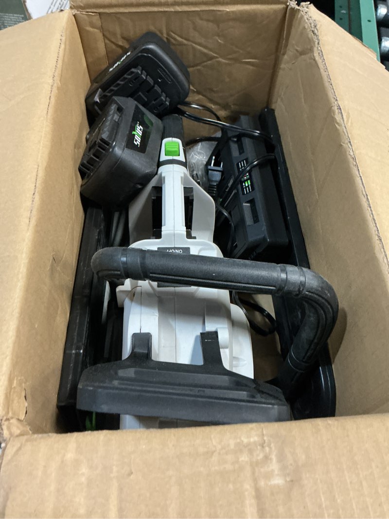 Condition photo showing Good Condition for soyus 40v 16-inch brushless cordless chainsaw with battery and charger, battery operated chainsaw with auto-tension & auto-lubrication for wood cutting & tree trimming, 2x4.0ah batteries included green