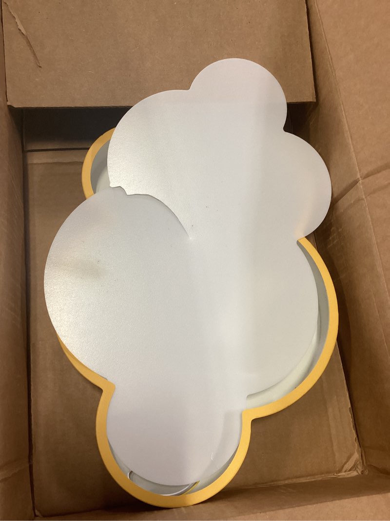 Condition photo showing As Is for cloud shape led ceiling light, 48cm/19inch, 36w, yellow, with remote control 4 color temperatures,adjustable warm light eye protection bedroom study/kindergarten ceiling lights yellow 18.8in